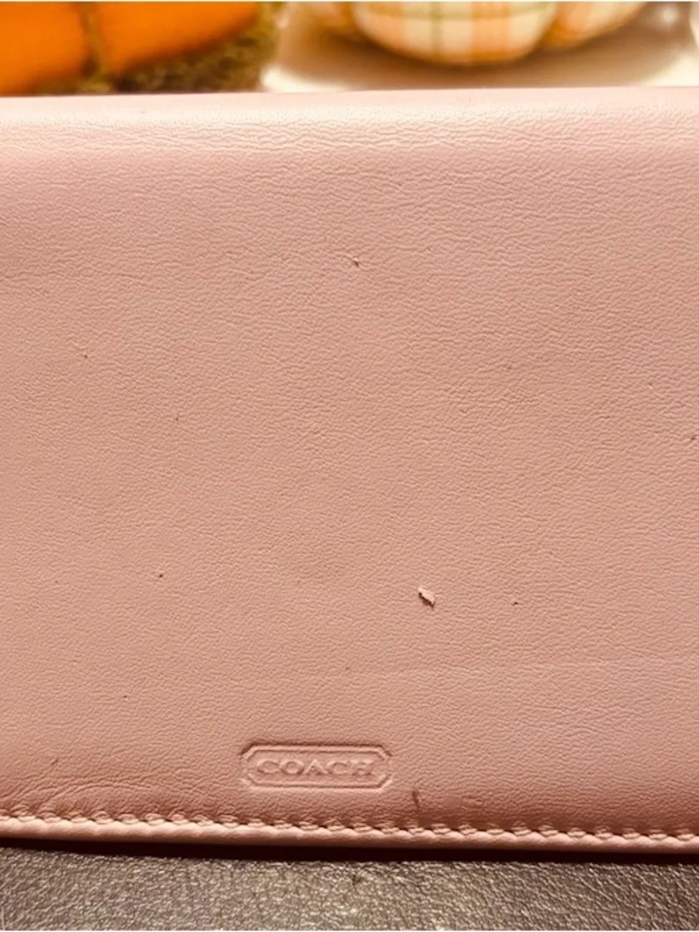 Coach Women's Pink Leather checkbook cover